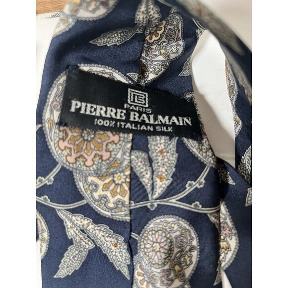 Lot 2  Pierre Balmain Paisley Floral Geometric Art 100% Silk Mens Tie Necktie - Picture 4 of 7